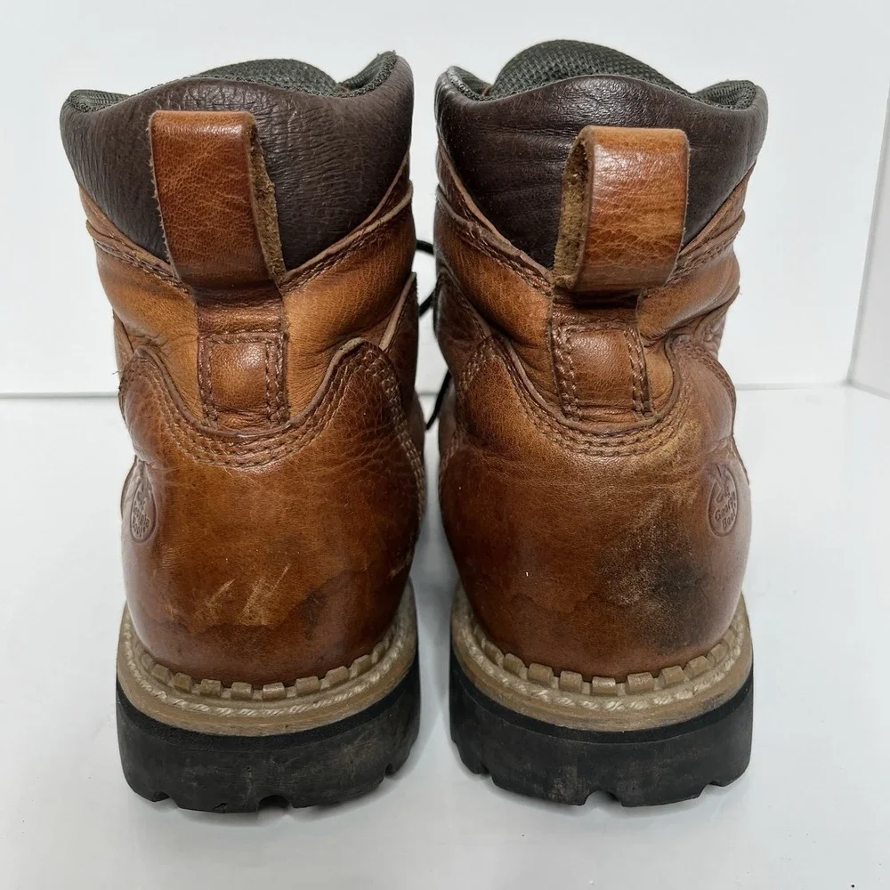 GEORGIA GIANT  G7222 STEEL TOE Brown Lace Up Work Boots US 8 M Outdoor Safety